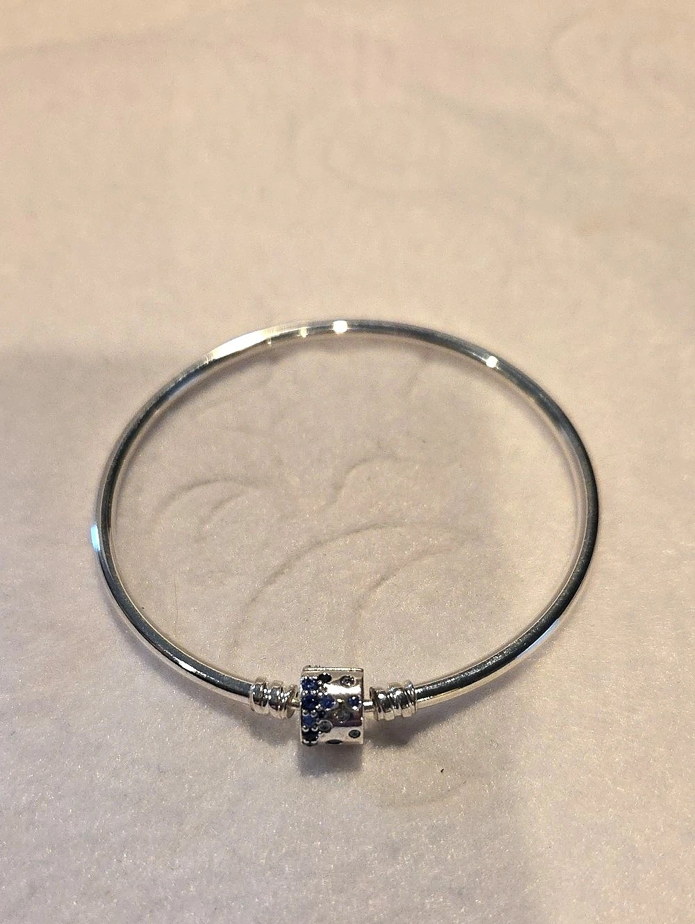 Pandora Blue Sparkle Barrel Clasp Bangle Bracelet